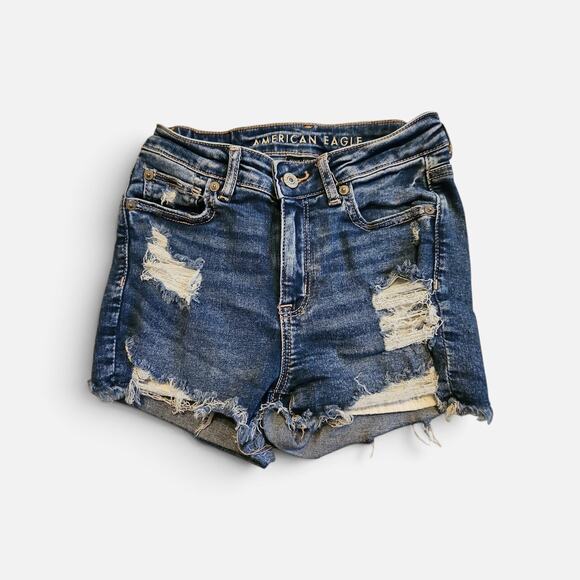 American eagle Pants - American eagle hi rise shortie distressed denim